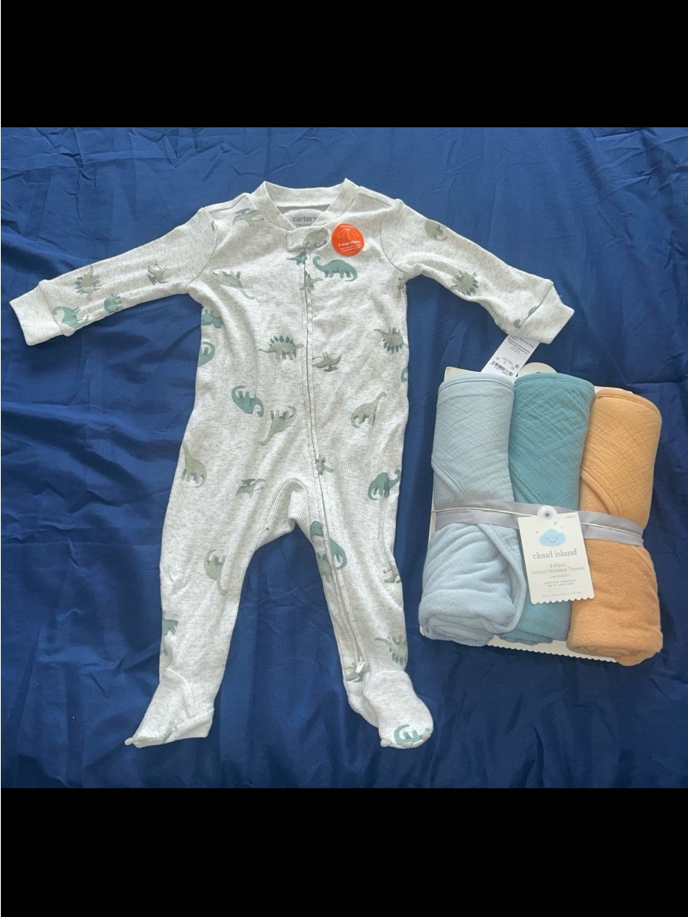 cloud island Green Dinosaur Footed One-Piece Pajamas